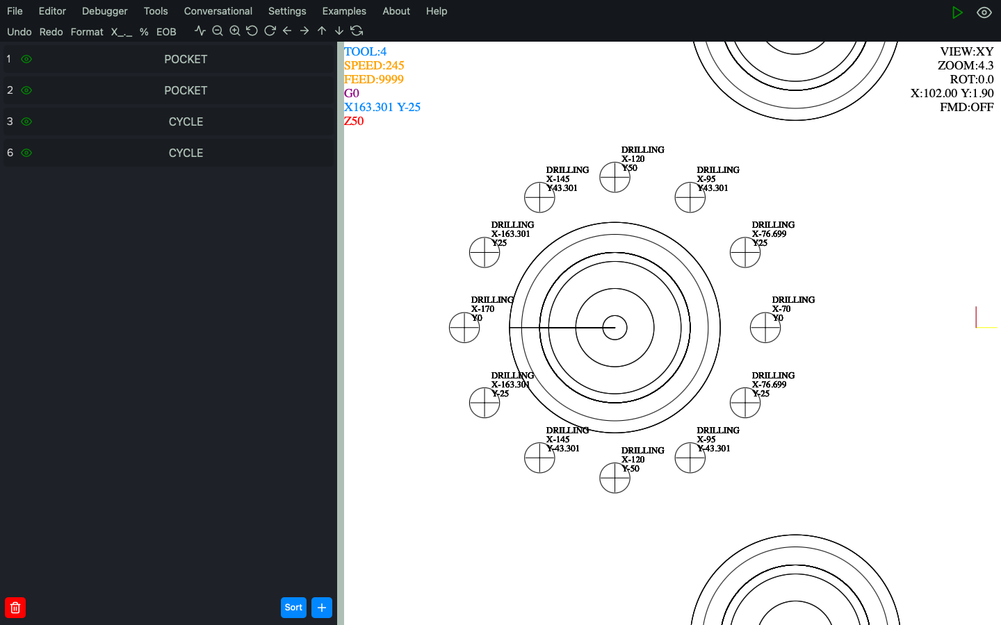 CNC Macro Simulator II - conversational mode