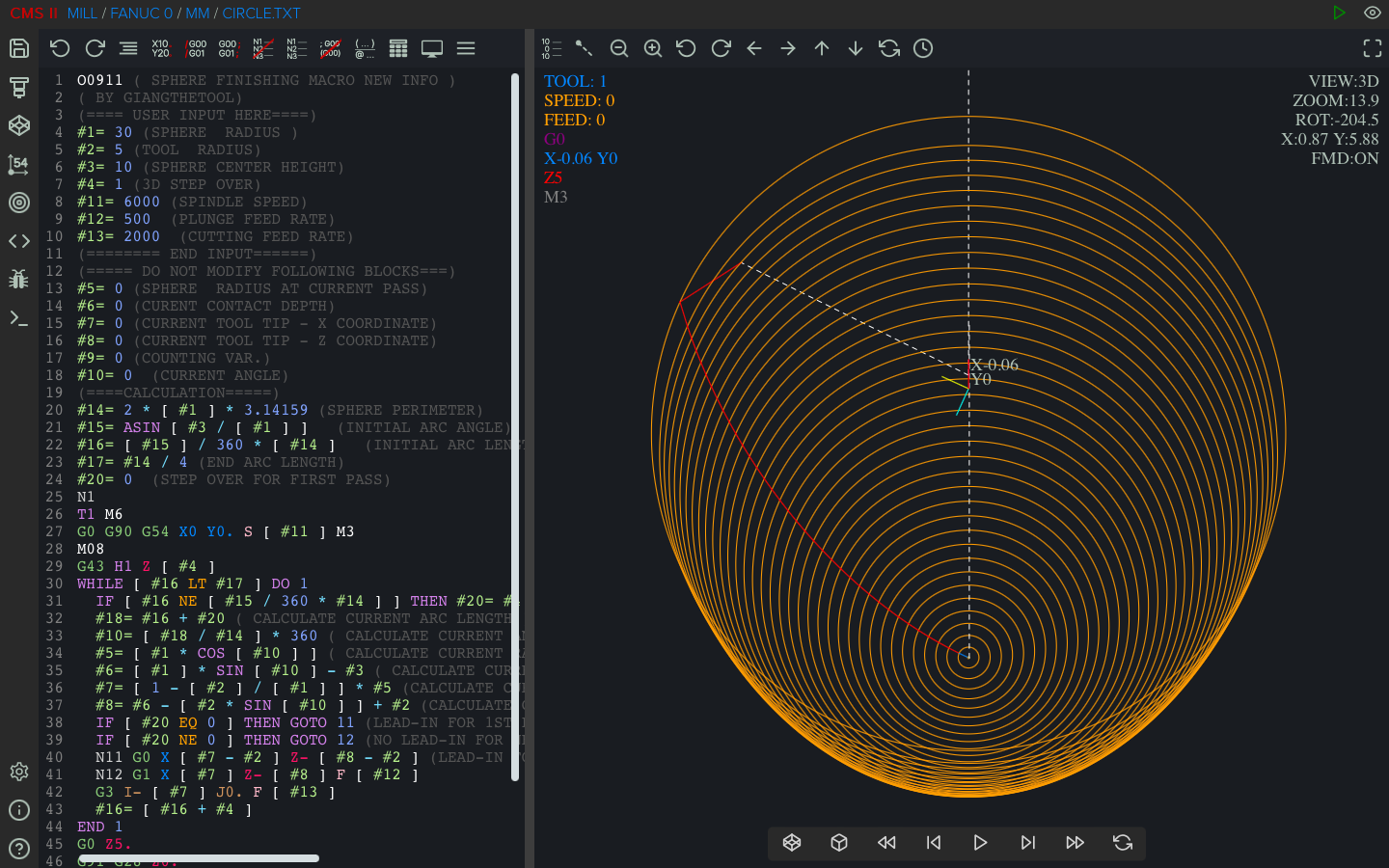 a circle generate using parametric programming